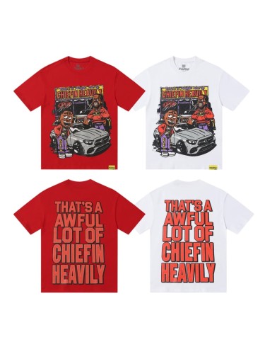 Streetwear Retro Comic Car Figure Illustration Dual Side Outline Bold Typography Tee 2 colors 29302243