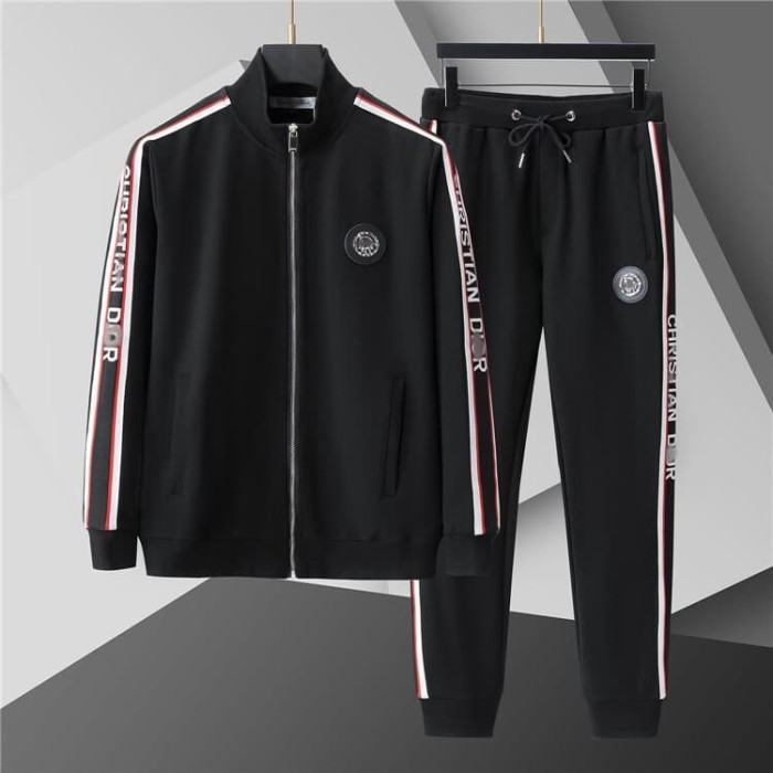 Luxury Brand European Classic Long Sleeve Zip-Up Sweatshirt & Sweatpants Set 30 colors 2437014
