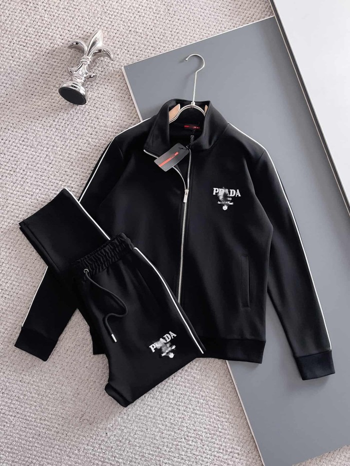 Luxury Brand European Minimalist Logo Long Sleeve Zip-Up Sweatshirt & Sweatpants Set 30 colors 2437013