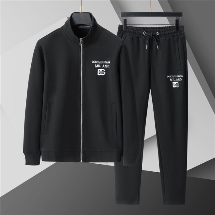 Luxury Brand European Classic Long Sleeve Zip-Up Sweatshirt & Sweatpants Set 30 colors 2437014