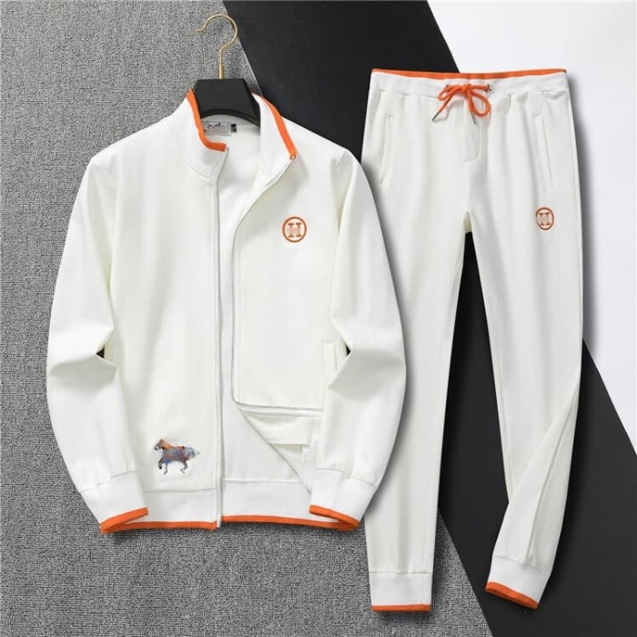 Luxury Brand European Classic Long Sleeve Zip-Up Sweatshirt & Sweatpants Set 30 colors 2437014