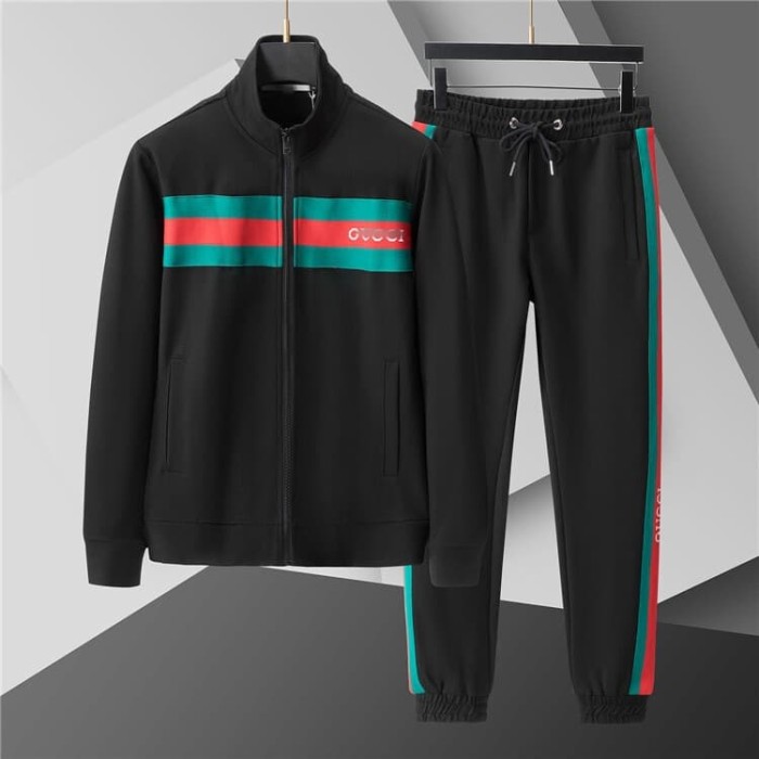 Luxury Brand European Classic Long Sleeve Zip-Up Sweatshirt & Sweatpants Set 30 colors 2437014