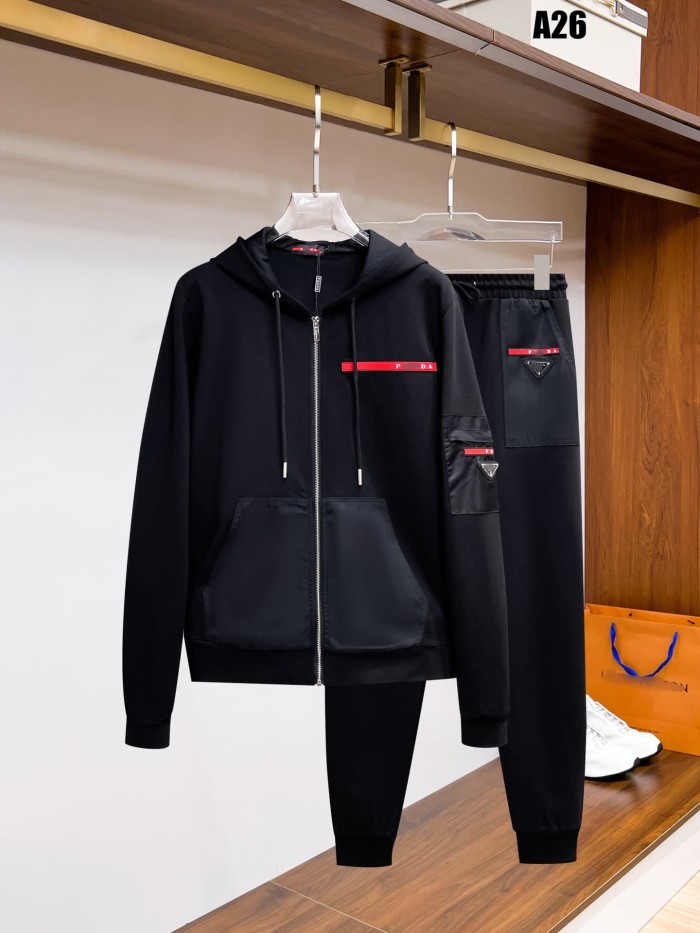 Luxury Brand European Minimalist Logo Long Sleeve Zip-Up Sweatshirt & Sweatpants Set 30 colors 2437013