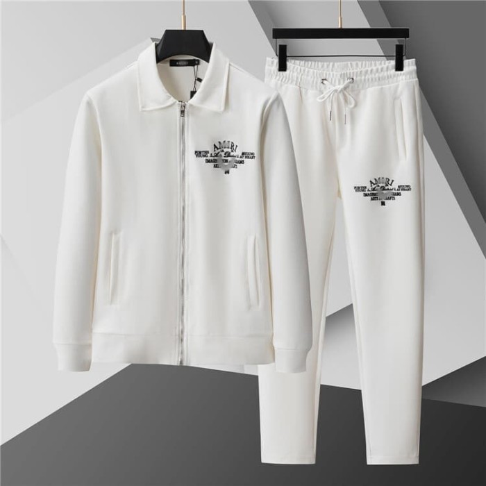 Luxury Brand European Classic Long Sleeve Zip-Up Sweatshirt & Sweatpants Set 30 colors 2437014