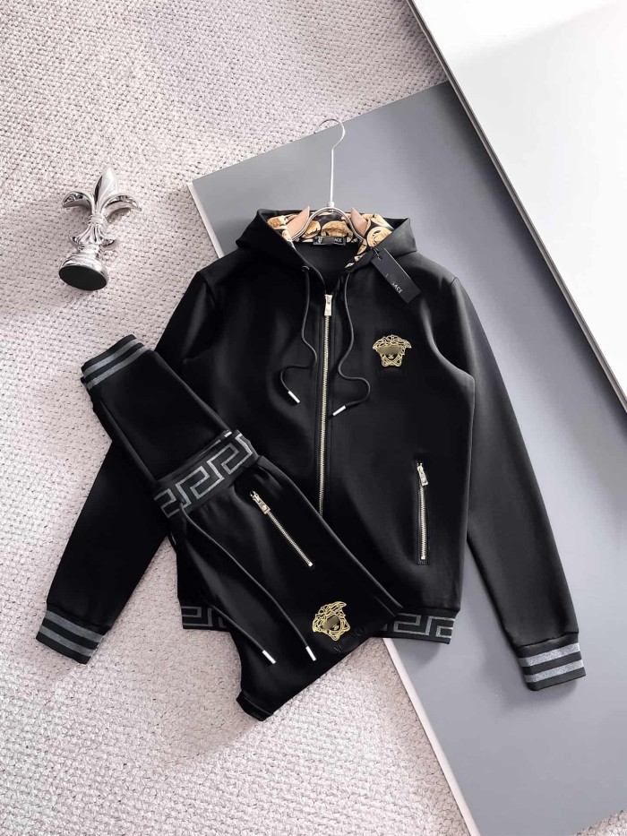 Luxury Brand European Minimalist Logo Long Sleeve Zip-Up Sweatshirt & Sweatpants Set 30 colors 2437013