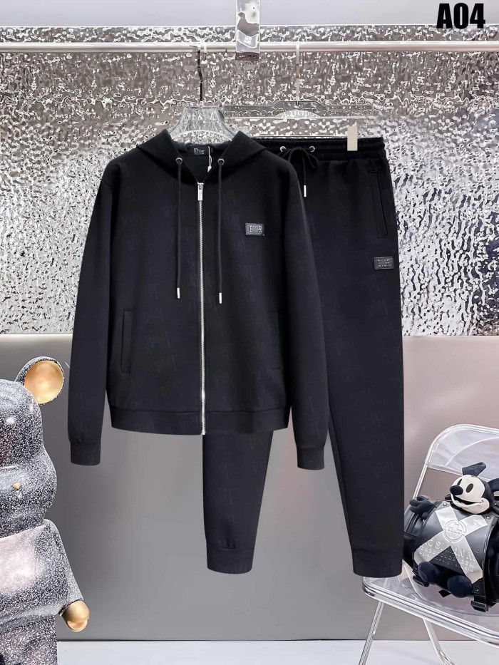 Luxury Brand European Minimalist Logo Long Sleeve Zip-Up Sweatshirt & Sweatpants Set 30 colors 2437013