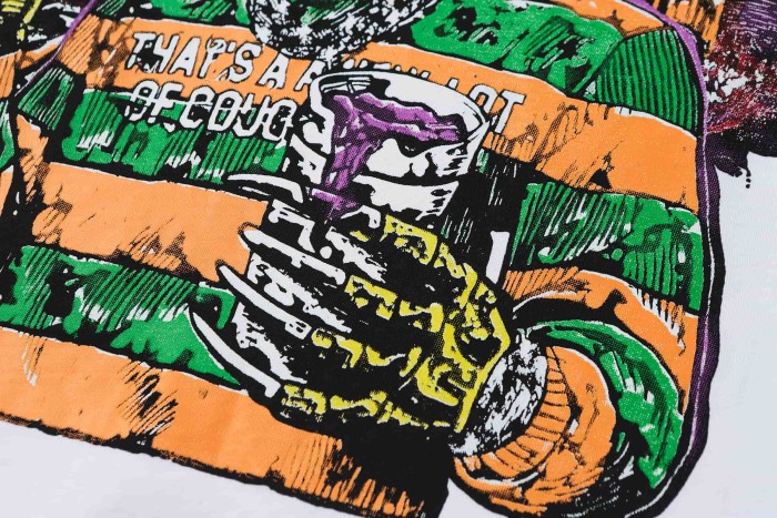 Horror Halloween Street Freddy Skeleton Character Graphic Front Melt Drip Outline Letter Vertical Stacked Bubble Tee 2 colors 29302192