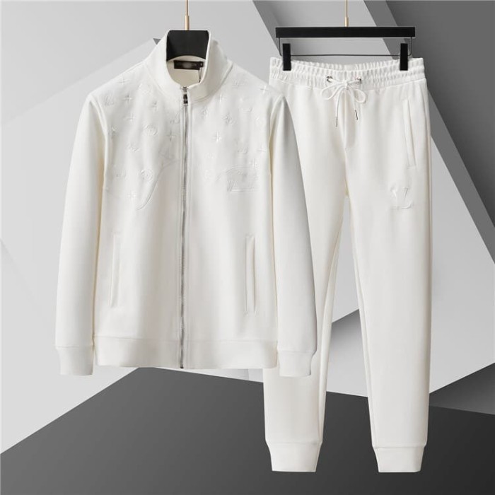 Luxury Brand European Classic Long Sleeve Zip-Up Sweatshirt & Sweatpants Set 30 colors 2437014