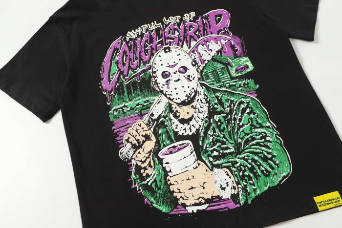 Dark Punk Horror Graffiti Figure Drip Deformed Font Dual Side Print Tee 2 colors 29302211