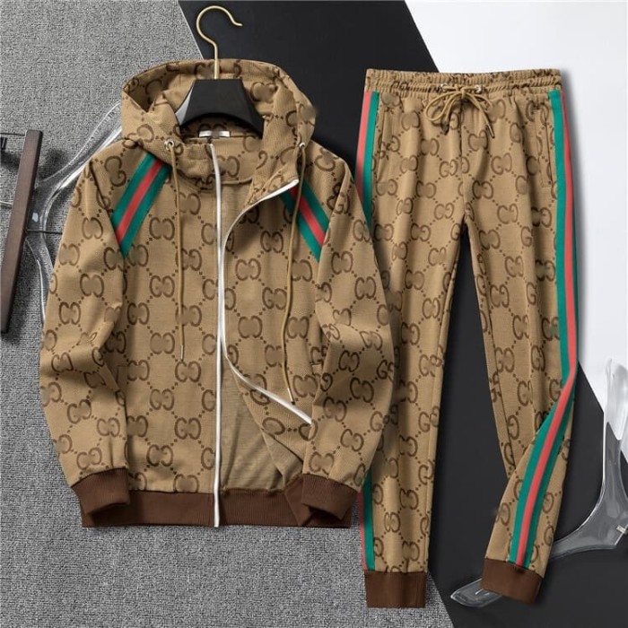 Luxury Brand European Classic Long Sleeve Zip-Up Sweatshirt & Sweatpants Set 30 colors 2437014