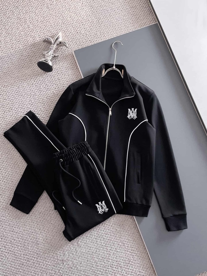 Luxury Brand European Minimalist Logo Long Sleeve Zip-Up Sweatshirt & Sweatpants Set 30 colors 2437013