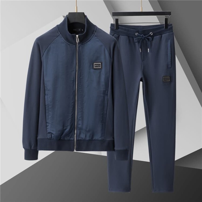Luxury Brand European Classic Long Sleeve Zip-Up Sweatshirt & Sweatpants Set 30 colors 2437014