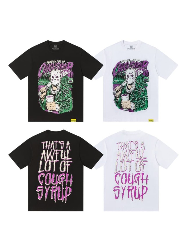 Dark Punk Horror Graffiti Figure Drip Deformed Font Dual Side Print Tee 2 colors 29302211