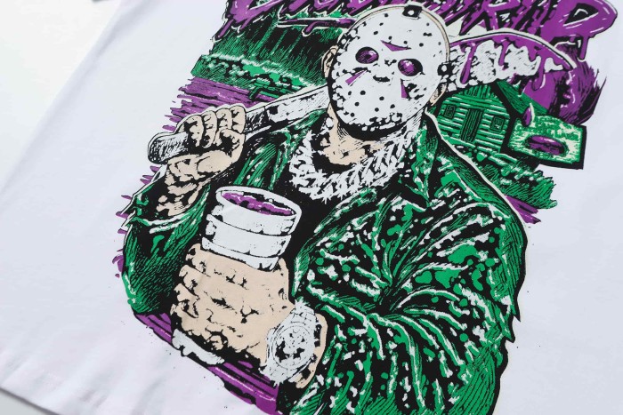 Dark Punk Horror Graffiti Figure Drip Deformed Font Dual Side Print Tee 2 colors 29302211