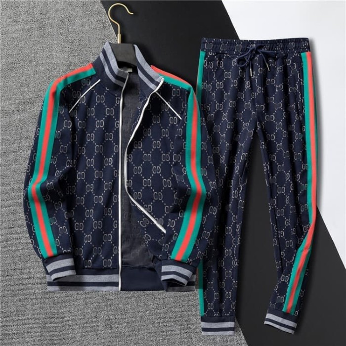 Luxury Brand European Classic Long Sleeve Zip-Up Sweatshirt & Sweatpants Set 30 colors 2437014