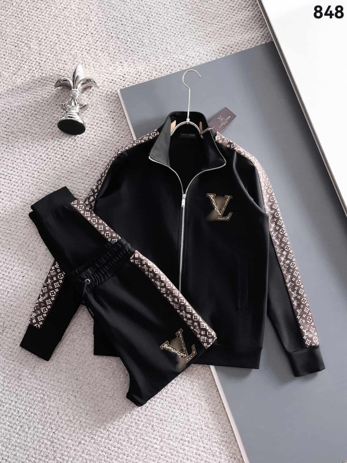 Luxury Brand European Minimalist Logo Long Sleeve Zip-Up Sweatshirt & Sweatpants Set 30 colors 2437013