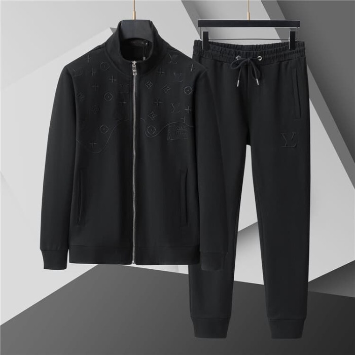 Luxury Brand European Classic Long Sleeve Zip-Up Sweatshirt & Sweatpants Set 30 colors 2437014