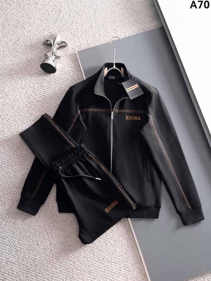 Luxury Brand European Minimalist Logo Long Sleeve Zip-Up Sweatshirt & Sweatpants Set 30 colors 2437013