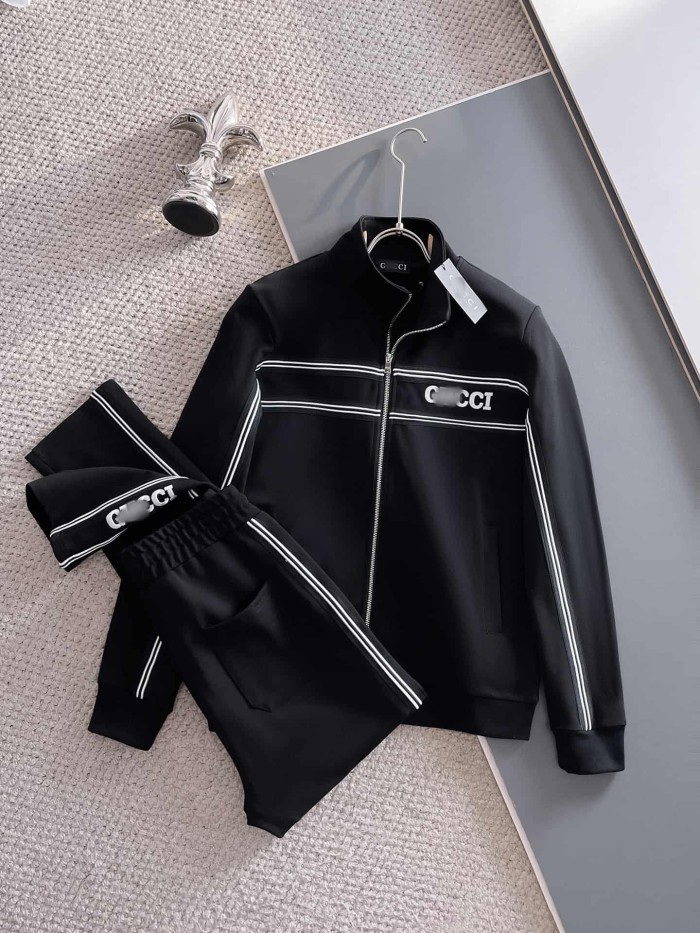 Luxury Brand European Minimalist Logo Long Sleeve Zip-Up Sweatshirt & Sweatpants Set 30 colors 2437013