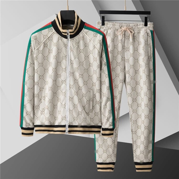 Luxury Brand European Classic Long Sleeve Zip-Up Sweatshirt & Sweatpants Set 30 colors 2437014