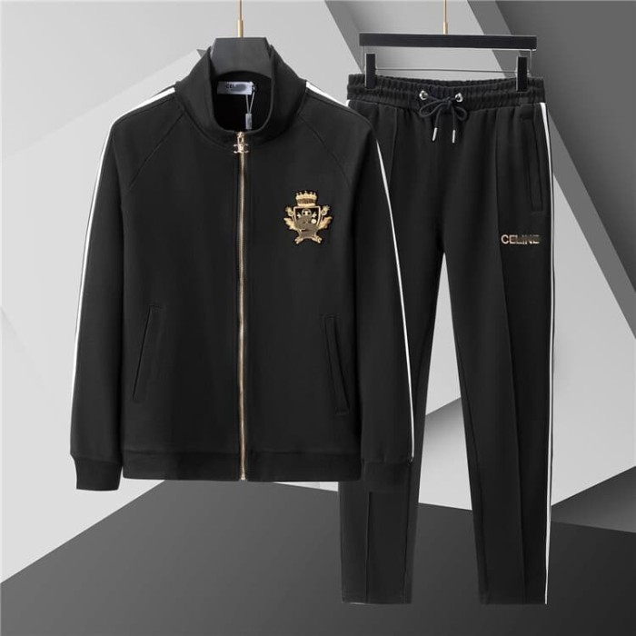 Luxury Brand European Classic Long Sleeve Zip-Up Sweatshirt & Sweatpants Set 30 colors 2437014