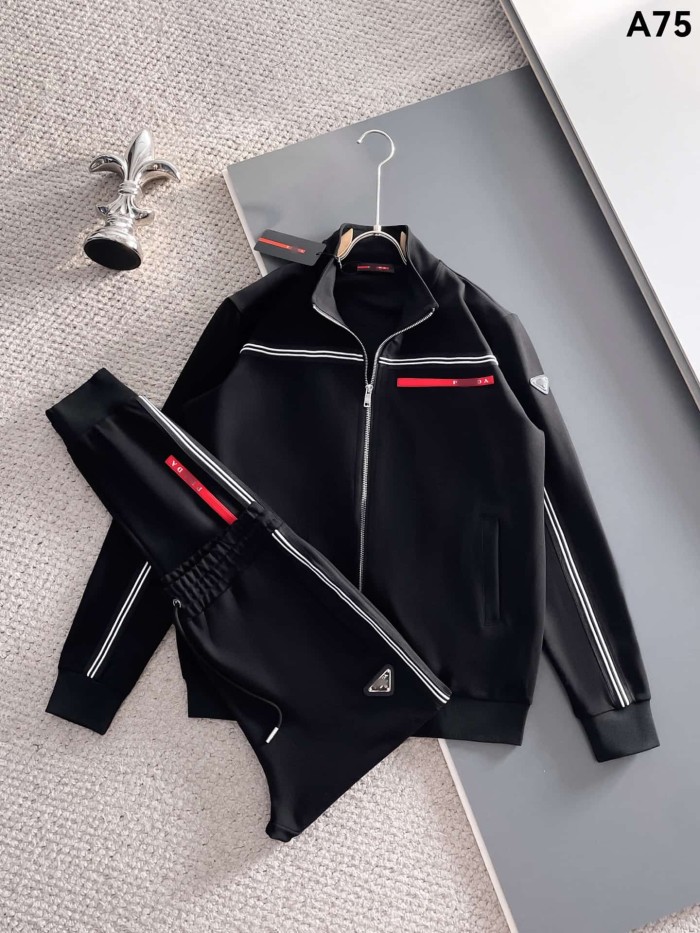 Luxury Brand European Minimalist Logo Long Sleeve Zip-Up Sweatshirt & Sweatpants Set 30 colors 2437013