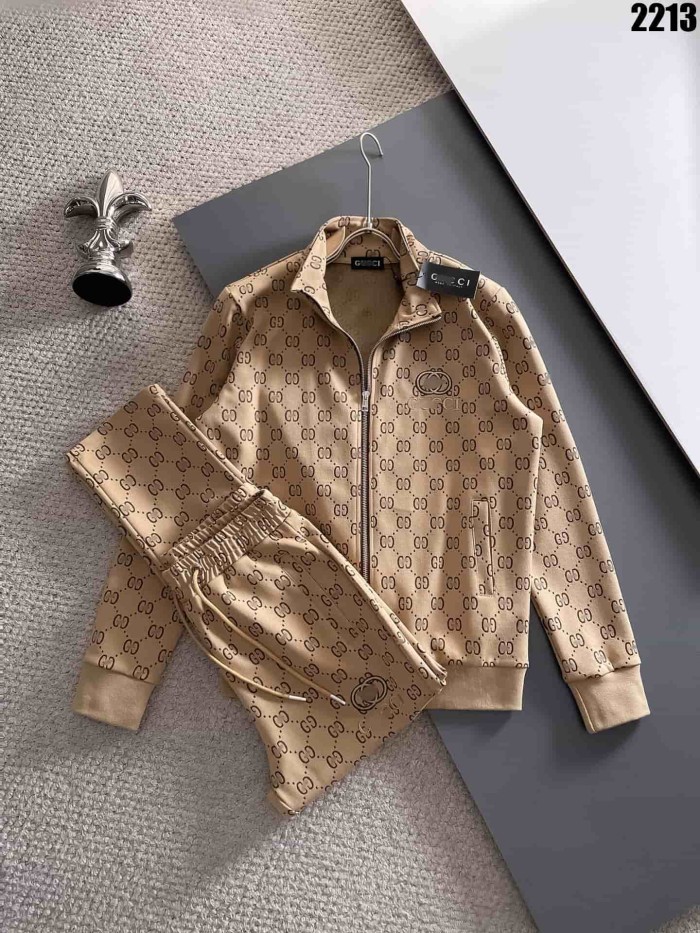 Luxury Brand European Minimalist Logo Long Sleeve Zip-Up Sweatshirt & Sweatpants Set 30 colors 2437013