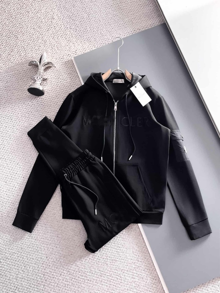 Luxury Brand European Minimalist Logo Long Sleeve Zip-Up Sweatshirt & Sweatpants Set 30 colors 2437013