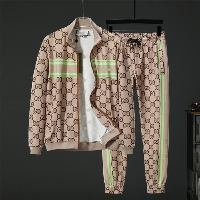 Luxury Brand European Classic Long Sleeve Zip-Up Sweatshirt & Sweatpants Set 30 colors 2437014