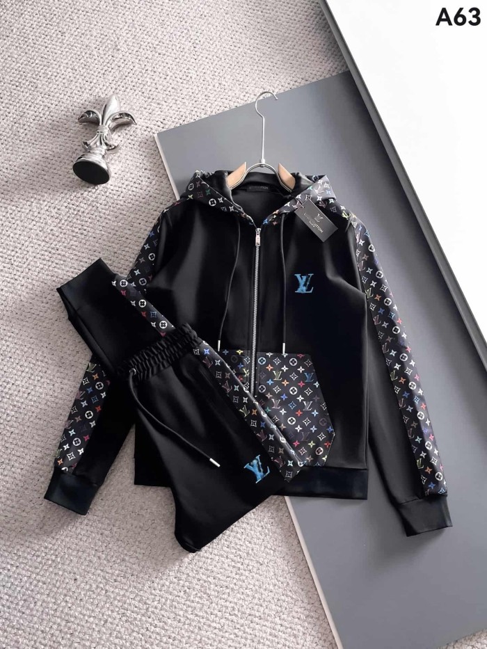 Luxury Brand European Minimalist Logo Long Sleeve Zip-Up Sweatshirt & Sweatpants Set 30 colors 2437013