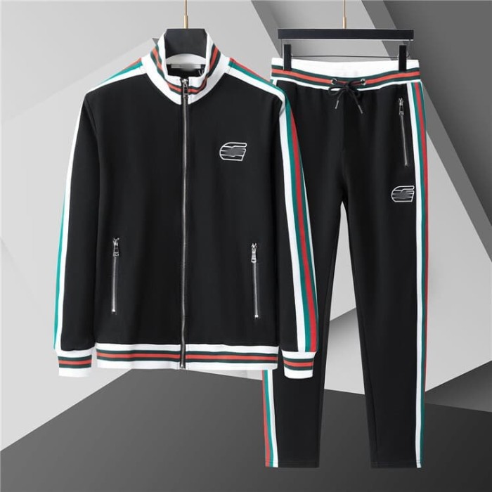 Luxury Brand European Classic Long Sleeve Zip-Up Sweatshirt & Sweatpants Set 30 colors 2437014