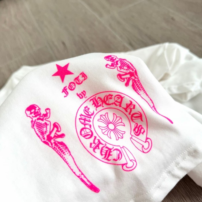 1:1 quality version Fluorescent Pink Skull Print Tee 2 colors 29306212