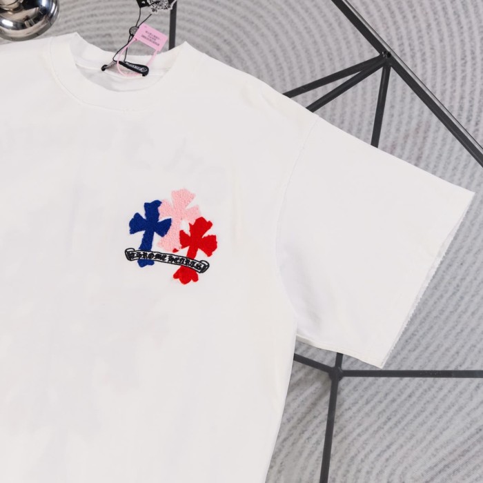 1:1 quality version Small Multi Color Cross Patch Back Cluster Colorful Cross Chenille Embroidery Gothic Letter  T-shirt 2 colors 29306549