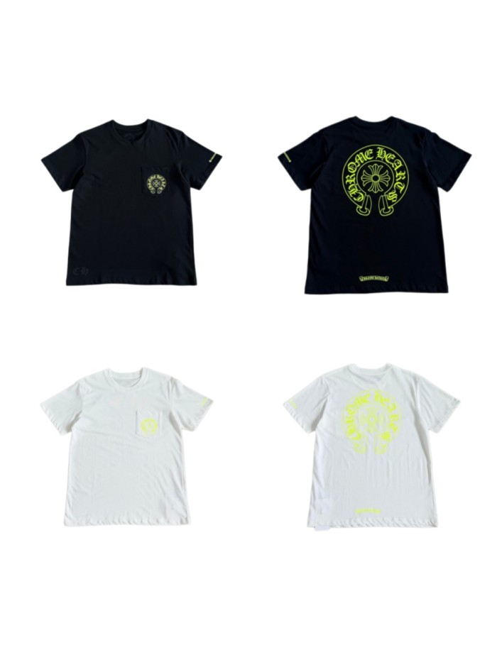 1:1 quality version Back Fluorescent Yellow-Green Horseshoe Cross Print Tee 2 colors 29306217