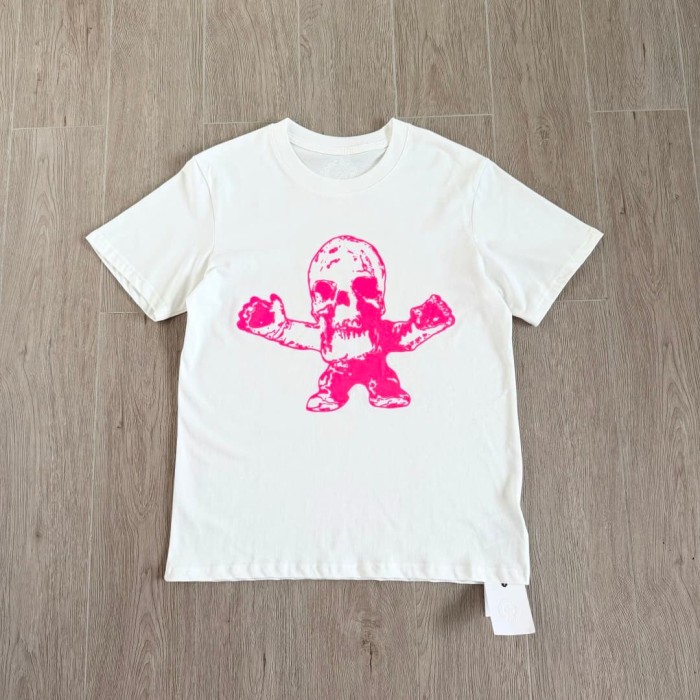 1:1 quality version Fluorescent Pink Skull Print Tee 2 colors 29306212