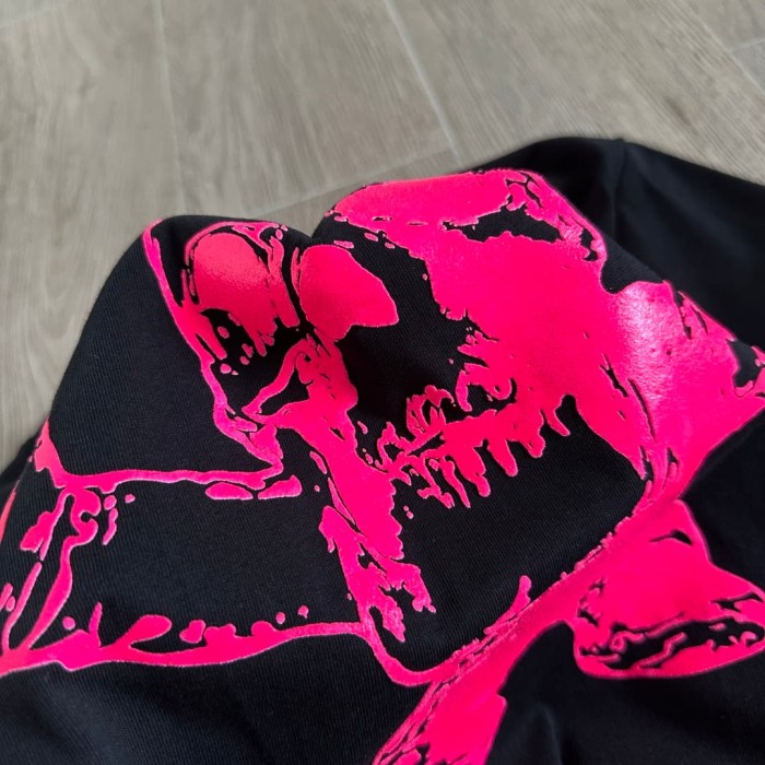 1:1 quality version Fluorescent Pink Skull Print Tee 2 colors 29306212