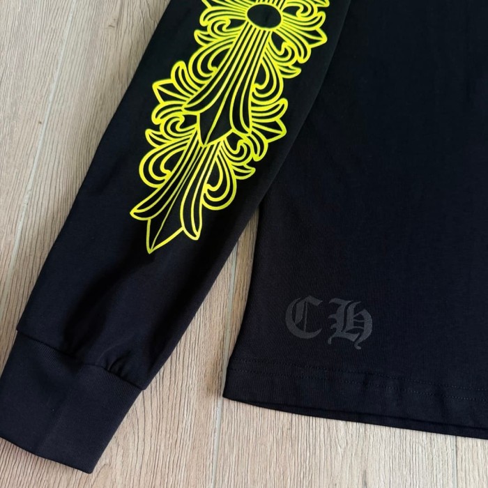 1:1 quality version Back Fluorescent Yellow-Green Horseshoe Print Long Sleeve T-Shirt 2 colors 29306218