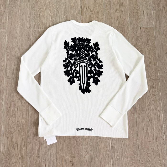 1:1 quality version Sword Vine Waffle Print Long Sleeve T-Shirt 2 colors 29306220