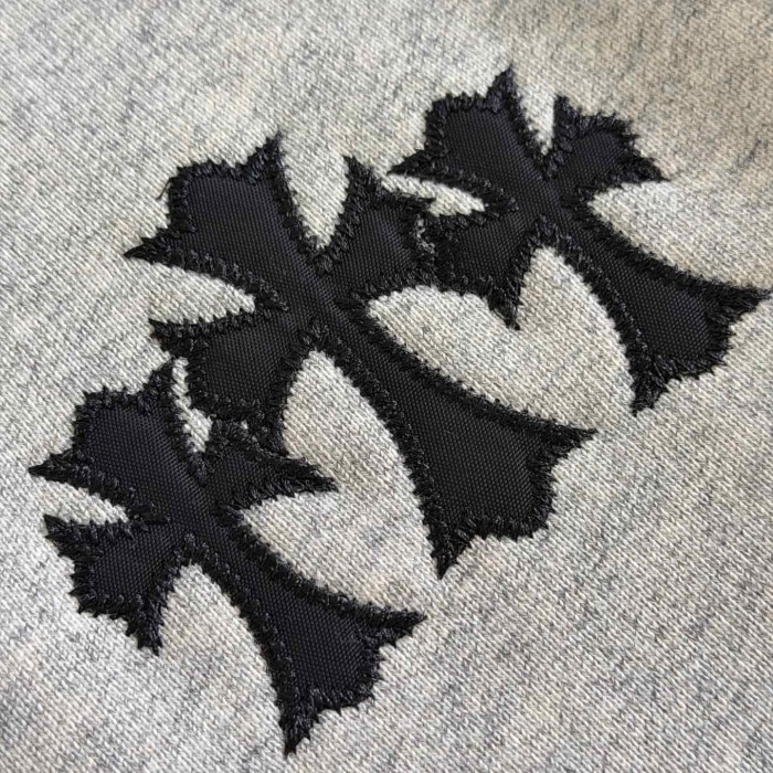 1:1 quality version Triple Cross Patch Embroidery Grey Flocking Hoodie 29306317
