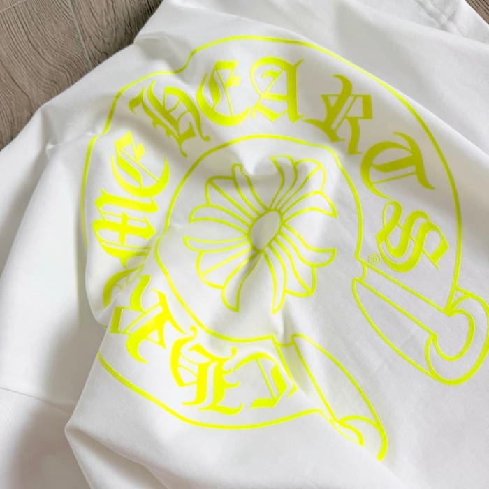 1:1 quality version Back Fluorescent Yellow-Green Horseshoe Cross Print Tee 2 colors 29306217