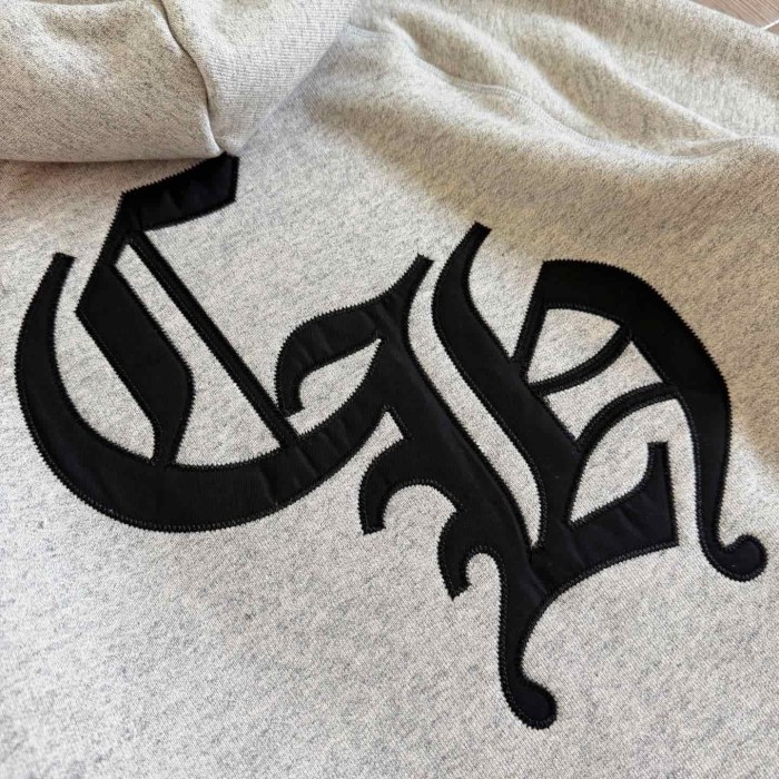 1:1 quality version Triple Cross Patch Embroidery Grey Flocking Hoodie 29306317