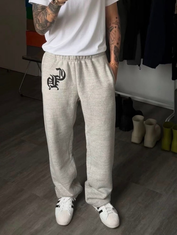 1:1 quality version Letter Patch Embroidery Grey Pants 29306318