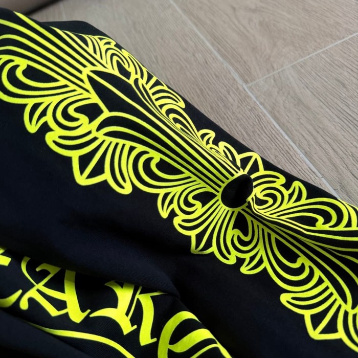 1:1 quality version Back Fluorescent Yellow-Green Horseshoe Print Long Sleeve T-Shirt 2 colors 29306218