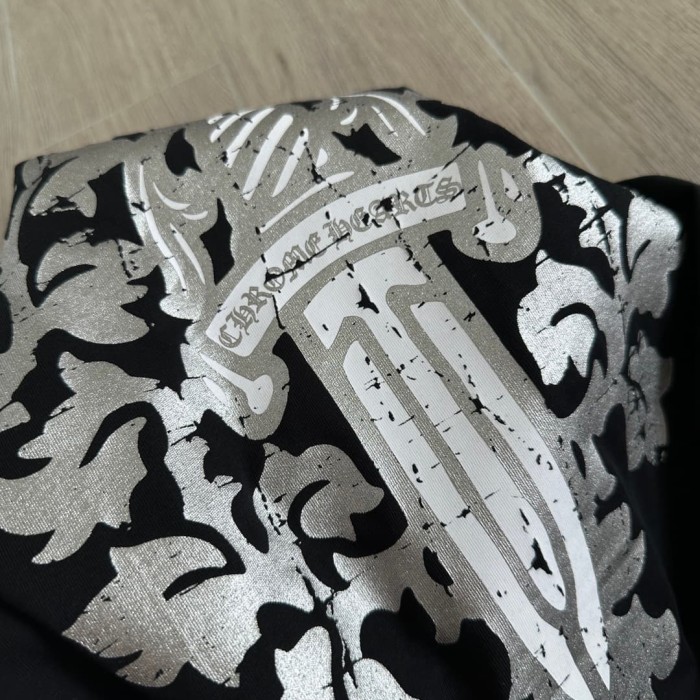 1:1 quality version Sword Vine Sanskrit Silver Foil Glitter Long Sleeve T-Shirt 2 colors 29306219