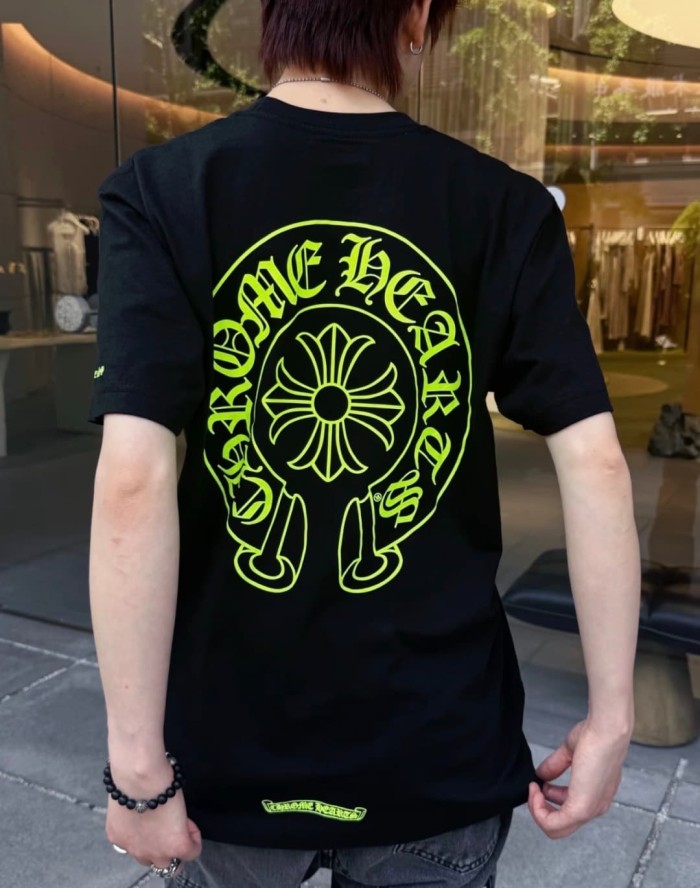 1:1 quality version Back Fluorescent Yellow-Green Horseshoe Cross Print Tee 2 colors 29306217
