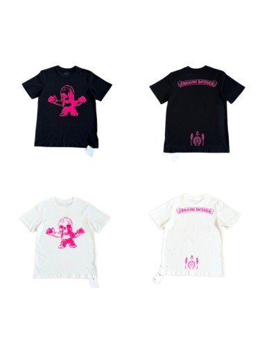 1:1 quality version Fluorescent Pink Skull Print Tee 2 colors 29306212
