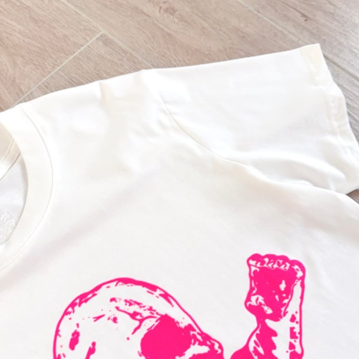 1:1 quality version Fluorescent Pink Skull Print Tee 2 colors 29306212