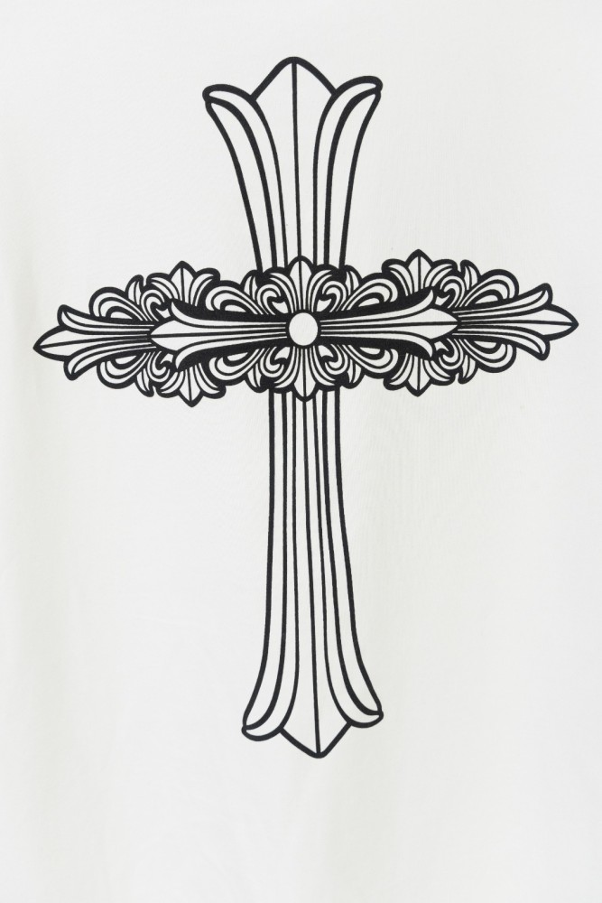 1:1 quality version Front Chest Pocket Gothic Script Logo Back Big Ornate Cross Print T-shirt 2 colors 29306865