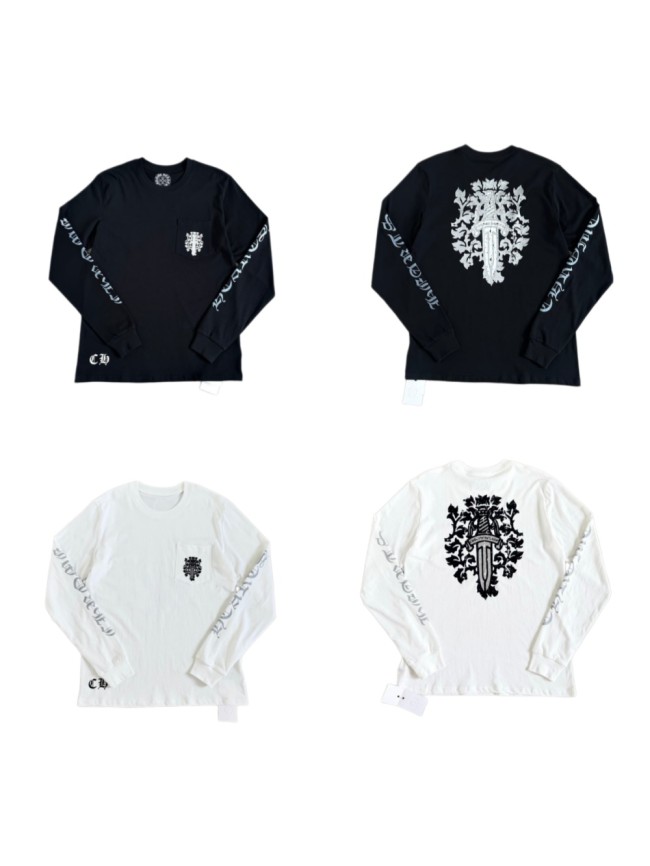 1:1 quality version Sword Vine Sanskrit Silver Foil Glitter Long Sleeve T-Shirt 2 colors 29306219