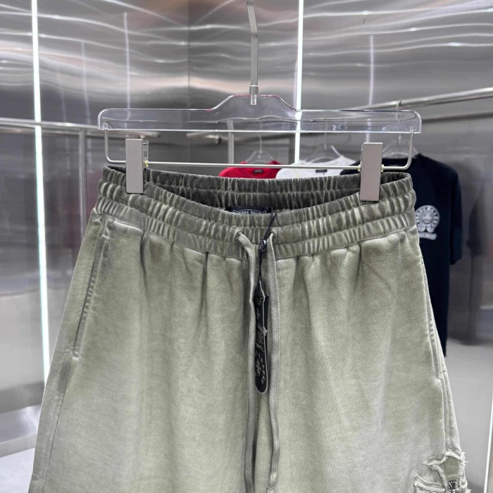 Cross Leather Patch Embroidery Gradient Washed Drawstring Sweat Shorts 3 colors 29306874